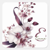 Elegante Personalisierte Orchid-Blume Quadratischer Aufkleber (Vorderseite)