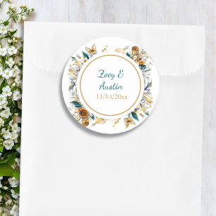 Elegante personalisierte Papier-Quilling-Blumen Runder Aufkleber