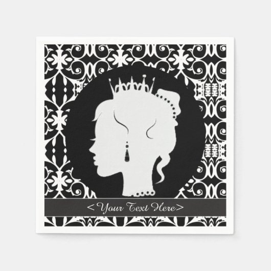 Elegante Personalisierte Prinzessin Silhouette Nap Serviette (Vorderseite)