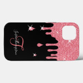 Elegante Personalisierte rosa Glitzern Case-Mate iPhone Hülle (Rückseite (Horizontal))