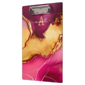 Elegante Personalisierte Rosa- und Goldmarmor-Zwis Klemmbrett (Links)