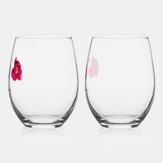 Elegante Personalisierte Rose 60 Jahre Jubiläumsge Weinglas Ohne Stiel (Links)