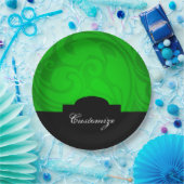 Elegante Personalisierte Schwarz/Grünbuch-Teller Pappteller (Party)