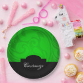 Elegante Personalisierte Schwarz/Grünbuch-Teller Pappteller (Party)