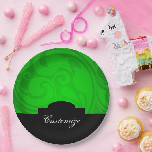 Elegante Personalisierte Schwarz/Grünbuch-Teller Pappteller (Party)