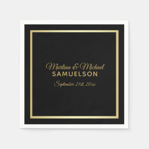 Elegante Personalisierte Schwarz-Rahmen-Hochzeit Serviette