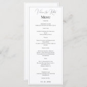 Elegante Personalisierte Schwarz-Weiß-Hochzeit Menükarte (Vorne/Hinten)