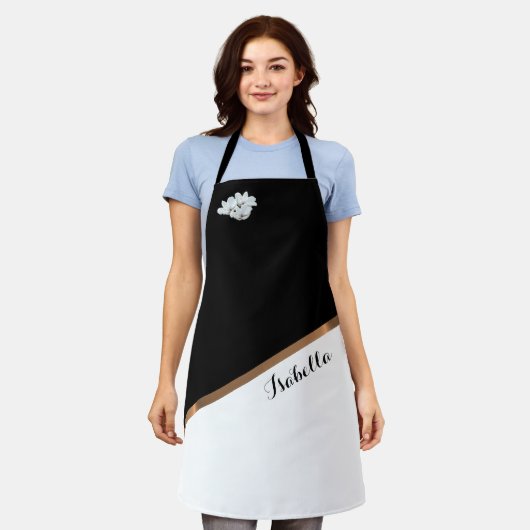 Elegante Personalisierte Schwarz-weiße Minimalisti Schürze (Getragen)