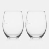 Elegante Personalisierte Script Couple Name Weddin Weinglas Ohne Stiel (Links)