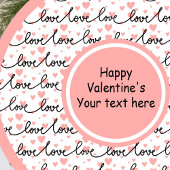 Elegante personalisierte Tisch-Liebe-Text-Kunst Va Pappteller
