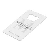 Elegante Personalisierte Trauzeugen Geldbeutel Flaschenöffner (Vorderseite Schrägansicht)