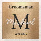 elegante personalisierte Trauzeugen Goldhochzeit Glasuntersetzer (Vorderseite)