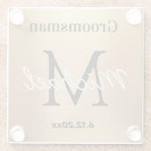 elegante personalisierte Trauzeugen Goldhochzeit Glasuntersetzer (Rückseite)