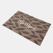 Elegante Personalisierte Türmatte mit Blätter (Schrägansicht)