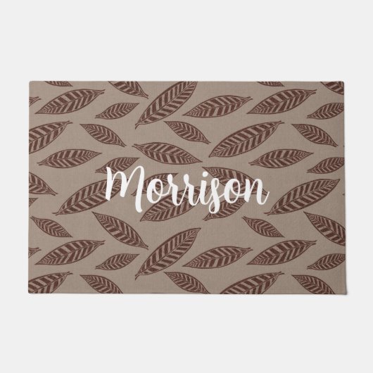 Elegante Personalisierte Türmatte mit Blätter (Vorderseite)