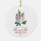 Elegante Personalisierte Weihnachten Neu Verheirat Keramik Ornament (Vorne)