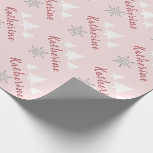 Elegante Personalisierte Weihnachten Schneeflocken Geschenkpapier (Ecke)