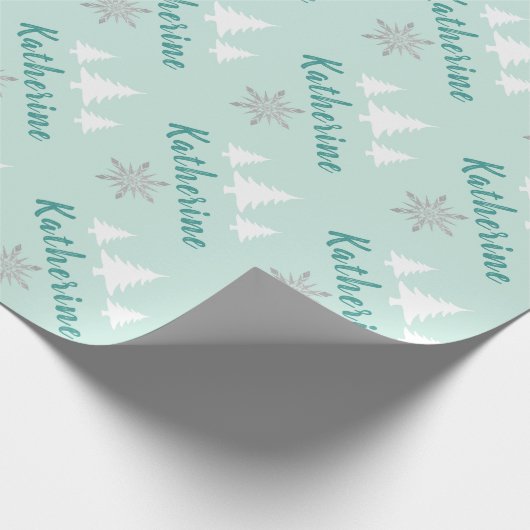 Elegante Personalisierte Weihnachten Schneeflocken Geschenkpapier (Ecke)