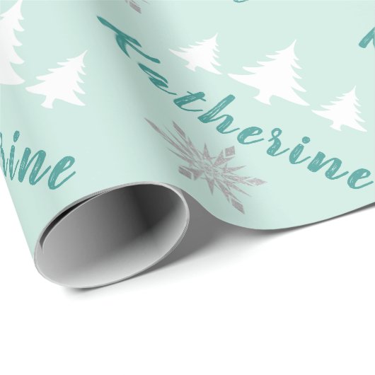 Elegante Personalisierte Weihnachten Schneeflocken Geschenkpapier (Rolleneckpunkt)