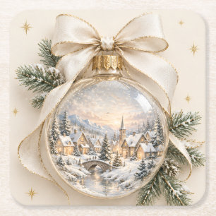 Elegante personalisierte Weihnachten, Vintage-Orna Rechteckiger Pappuntersetzer