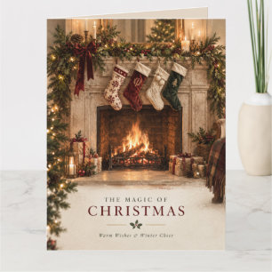Elegante personalisierte Weihnachtsfamilienstrümpf Karte