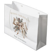Elegante personalisierte Weihnachtsgeschenktasche Große Geschenktüte (Vorderseite Schrägansicht)