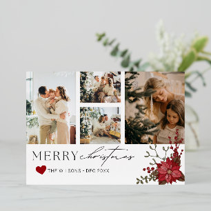 Elegante Personalisierte Weihnachtskarte mit Poins Folien Feiertagskarte