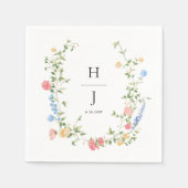 Elegante personalisierte Wildblumen-Hochzeit  Serviette (Vorderseite)