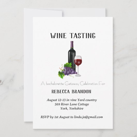 Elegante Personalisierte Wine Dining Einladung (Vorderseite)