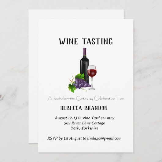 Elegante Personalisierte Wine Dining Einladung (Vorne/Hinten)