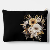 Elegante Personalisierung von Black & Gold-Blume Zubehörtasche (Rückseite)