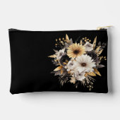 Elegante Personalisierung von Black & Gold-Blume Zubehörtasche (Rückseite)