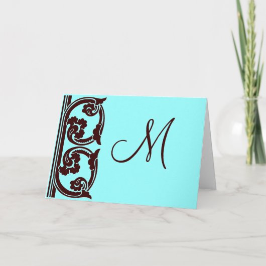 Elegante persönliche Monogram Chocolate Aquamarin (Vorderseite)