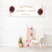 Elegante Persönliche Namen Datum White Gold Burgun Banner (Insitu)