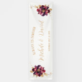 Elegante Persönliche Namen Datum White Gold Burgun Banner (Vertikal)