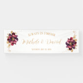 Elegante Persönliche Namen Datum White Gold Burgun Banner (Horizontal)