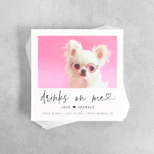 Elegante Pet-Foto-Hunde-Hochzeit Geht auf mich Serviette
