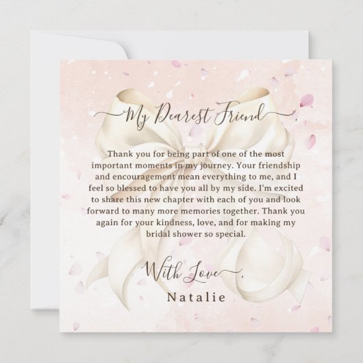 Elegante Petals Bubbly Brautparty Danke Karte (Rückseite)