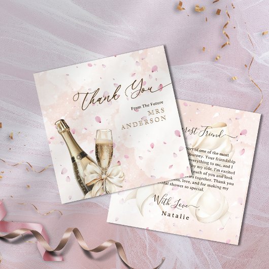 Elegante Petals Bubbly Brautparty Danke Karte