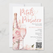 Elegante Petals & Prosecco Boho Blush Pink QR Code Einladung (Vorderseite)