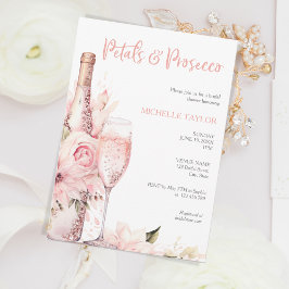 Elegante Petals & Prosecco Boho Blush Pink Sommer Einladung