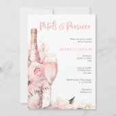 Elegante Petals & Prosecco Boho Blush Pink Sommer Einladung (Vorderseite)