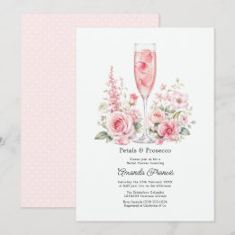 Elegante Petals & Prosecco Floral Brautjungfernpar Einladung
