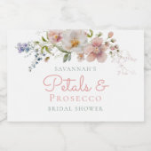 Elegante Petals und Prosecco Brautparty Mini Schaumweinetikett (Einzelnes Label)
