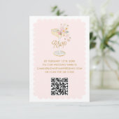 Elegante Petals und Prosecco QR Code RSVP Card Karte (Stehend Vorderseite)