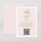 Elegante Petals und Prosecco QR Code RSVP Card Karte (Vorne/Hinten)