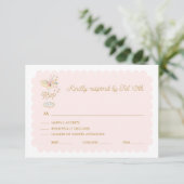 Elegante Petals und Prosecco RSVP Card (Stehend Vorderseite)