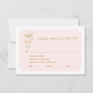 Elegante Petals und Prosecco RSVP Card Karte