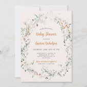 Elegante Petite Wildblume Babydusche Einladung (Vorderseite)