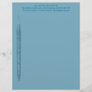 Elegante Petrolblaue Federspitze Schreibwaren Briefbogen